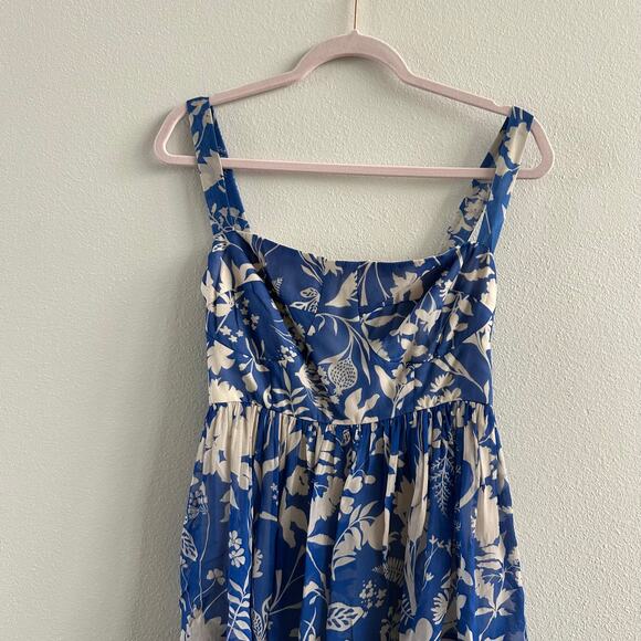 Twinkle Hanspal Melody Dress Blue Georgette Printed Meadow Square Neck - Picture 4 of 8